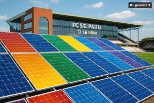 Solaranlage Regenbogenfarben: FC St. Pauli und LichtBlick realisieren weltweit erste Anlage